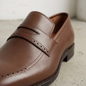 Men's Brown Apron-Toe Leather Penny Loafers — Aldwych
