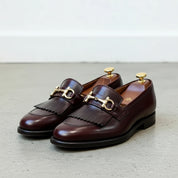 Handcrafted Men's Brown Leather Loafers - angle-view-showing-depth