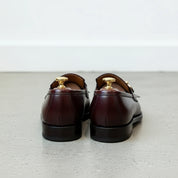 Handcrafted Men's Brown Leather Loafers - back-view