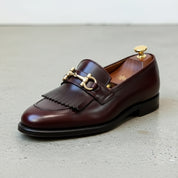 Handcrafted Men's Brown Leather Loafers - detail-view-showing-texture