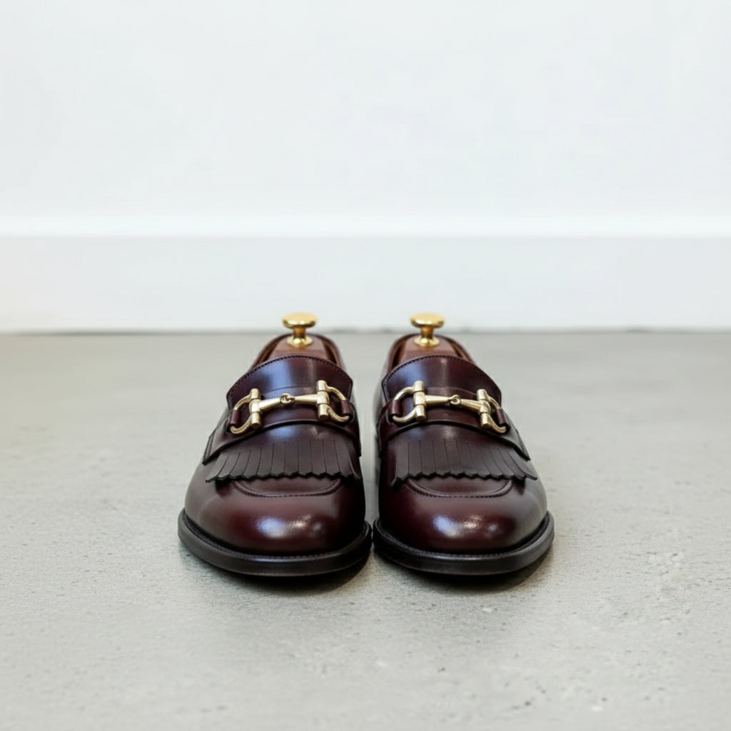 Handcrafted Men's Brown Leather Loafers - front-view