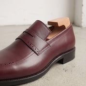 Men's Burgundy Cap-Toe Leather Penny Loafers — Aldwych