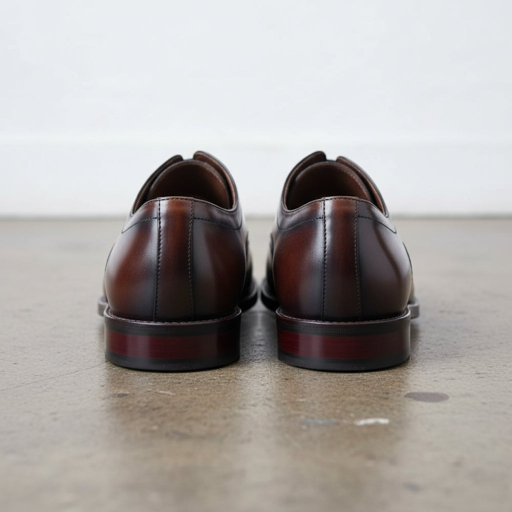 Handcrafted Men's Cow Leather Dress Shoes - back-view