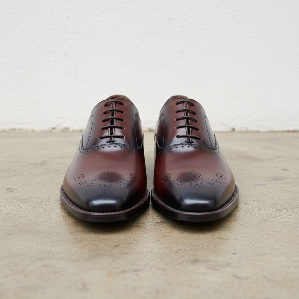 Handcrafted Men's Cow Leather Dress Shoes - front-view