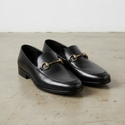 Handcrafted Men's Cow Premium Leather Horsebit Loafers - angle-view-showing-depth