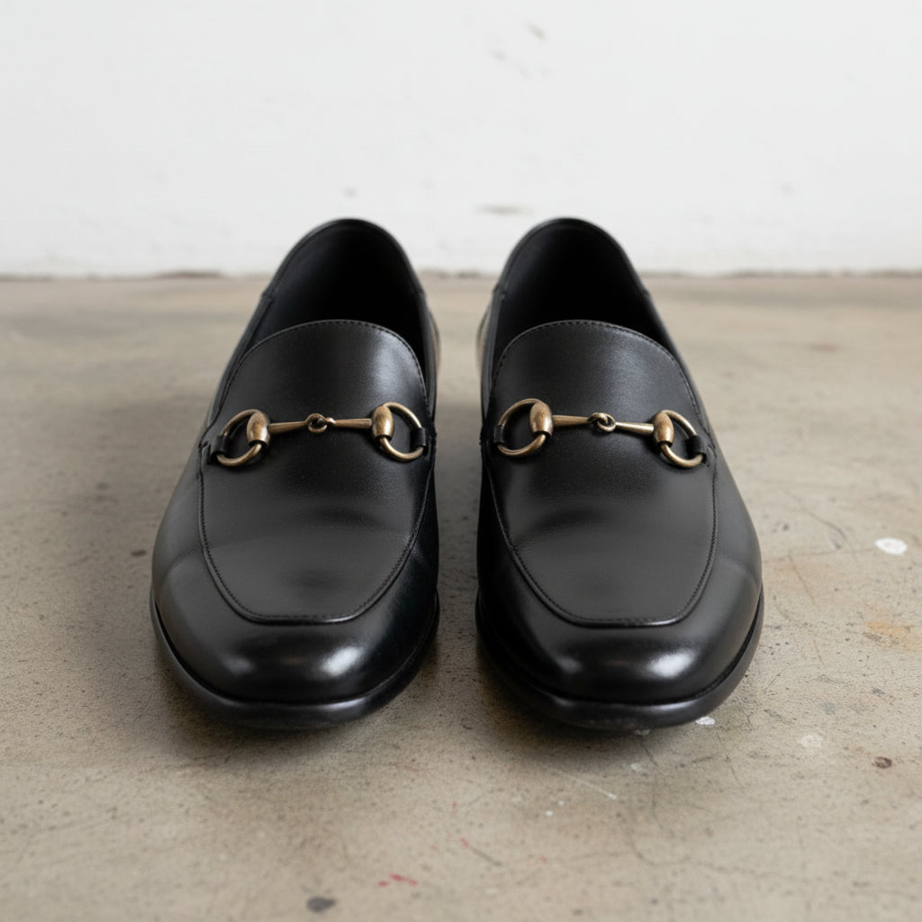 Handcrafted Men's Cow Premium Leather Horsebit Loafers - front-view