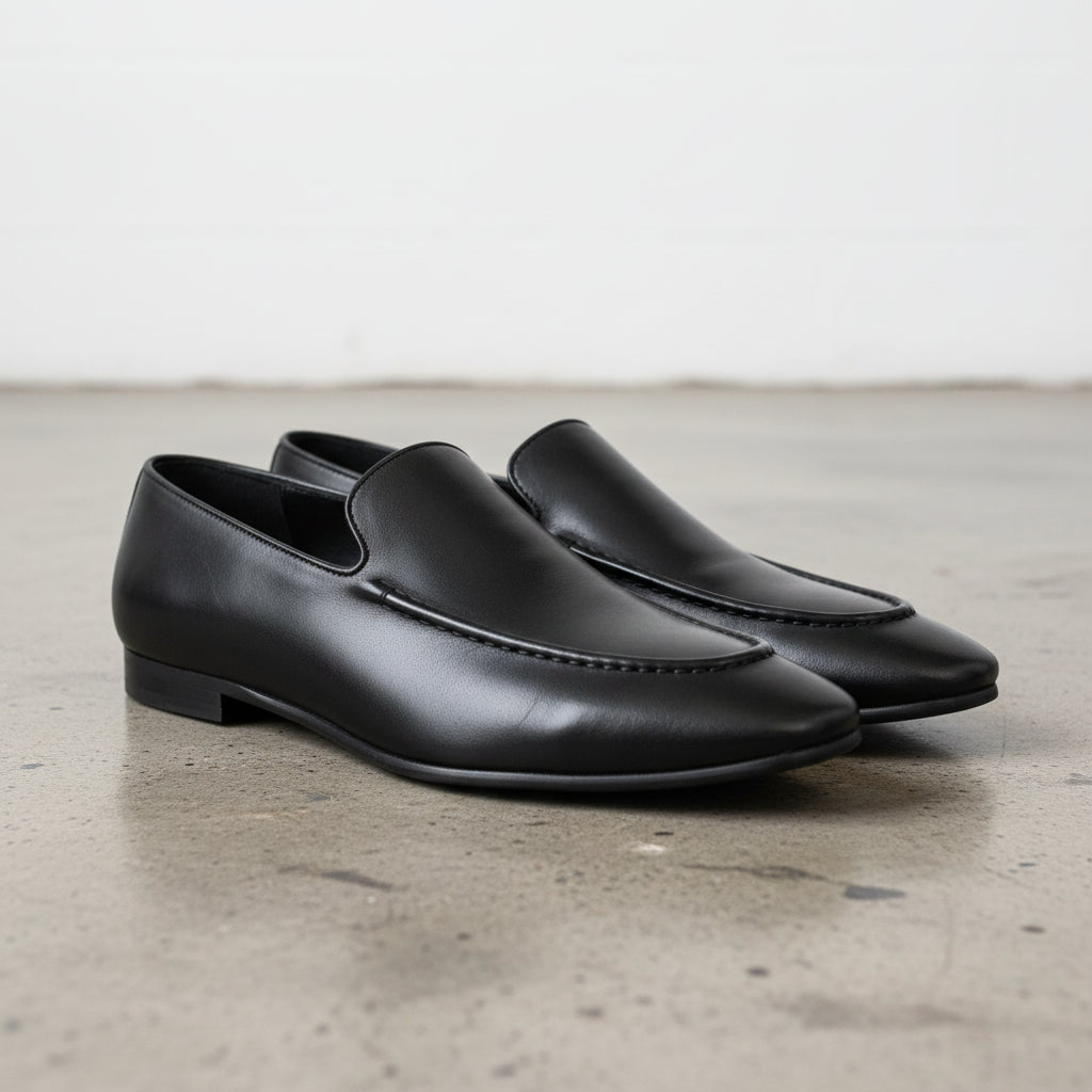 Handcrafted Men's Cow Premium Leather Slip-On Loafers - 3-4-right-view