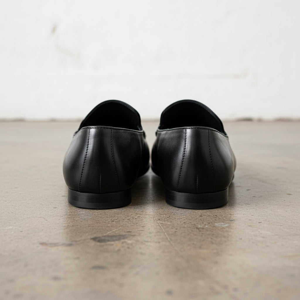 Handcrafted Men's Cow Premium Leather Slip-On Loafers - back-view