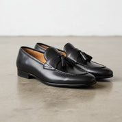 Handcrafted Men's Full Grain Italian Leather Tassel Loafers - 3-4-right-view