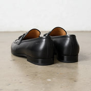 Handcrafted Men's Full Grain Italian Leather Tassel Loafers - back-view