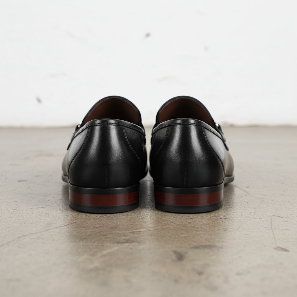 Handcrafted Men's Full Grain Premium Leather Buckle Loafers - back-view