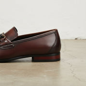 Handcrafted Men's Full Grain Premium Leather Buckle Loafers - detail-view-showing-texture