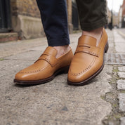 Handcrafted Men's Tan Leather Moccasins — Aldwych