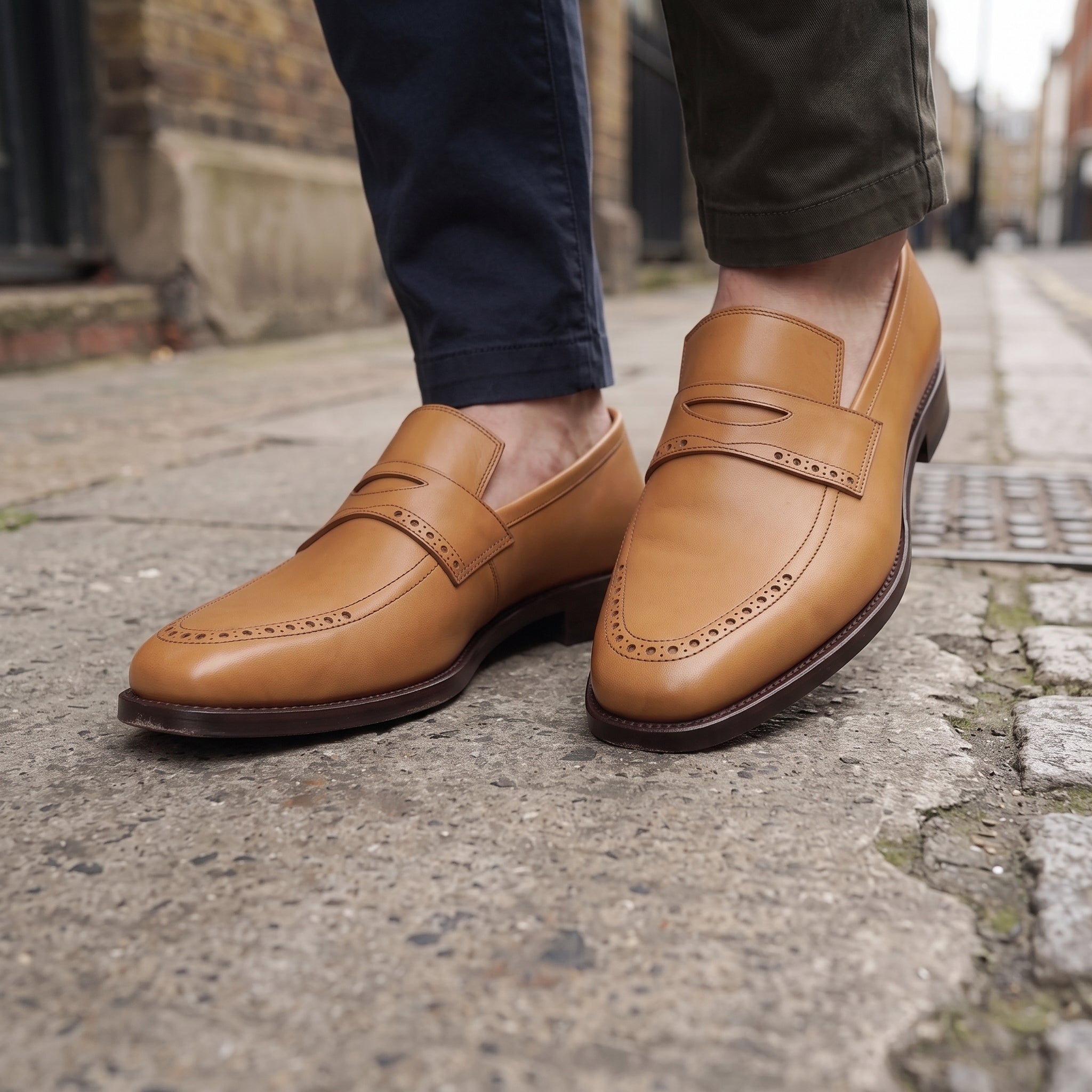 Handcrafted Men's Tan Leather Moccasins — Aldwych