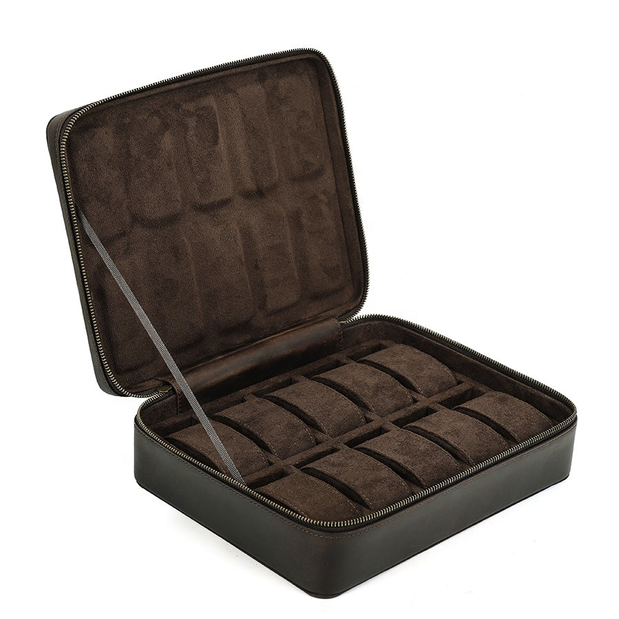 Handmade 10 Slot Crazy Horse Leather Watch Box