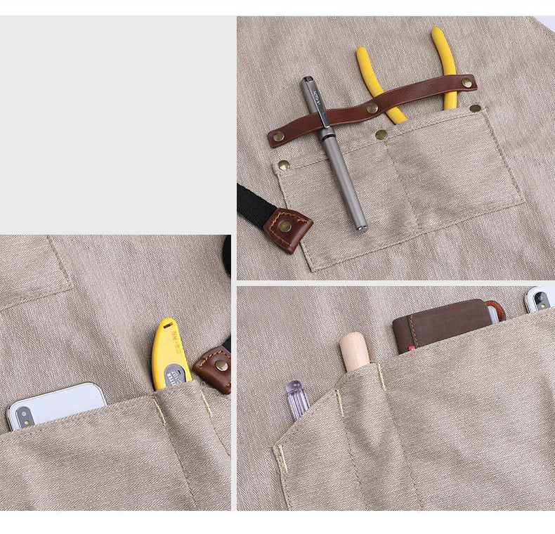 Handmade Adjustable Deep Pocket Canvas Apron for Men & Women