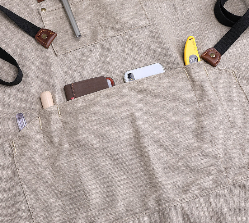 Handmade Adjustable Deep Pocket Canvas Apron for Men & Women