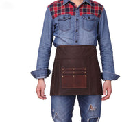 Handmade Adjustable Waxed Canvas Waist Work Apron with Large Pockets