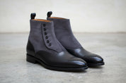Handmade Black Button Boots, Men Black Formal Boot, Two Toned Boot
