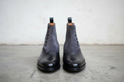 Handmade Black Button Boots, Men Black Formal Boot, Two Toned Boot