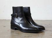 Handmade Black Jodhpurs Leather Boot, Men Ankle Leather Boot, Formal Boots - 3-4-right-view