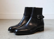 Handmade Black Jodhpurs Leather Boot, Men Ankle Leather Boot, Formal Boots - angle-view-showing-depth