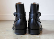 Handmade Black Jodhpurs Leather Boot, Men Ankle Leather Boot, Formal Boots - back-view