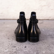 Handmade Black Leather Ankle Boots,Men Black Leather Boots,High Ankle Boots - back-view