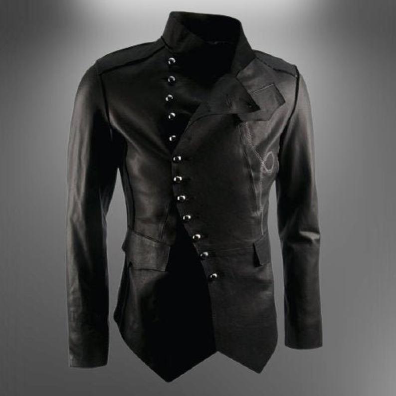 Steampunk Handmade Black Men Long Jacket, Style Custom Coat for Men