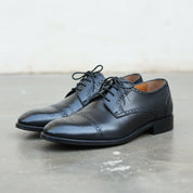 Handmade Brogue Oxford Lace-Up Full-Grain Leather Men’s Dress shoes - angle-view-showing-depth