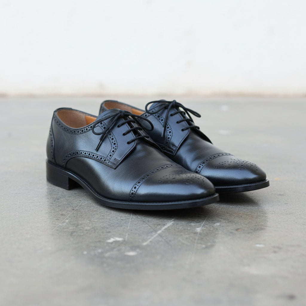 Handmade Brogue Oxford Lace-Up Full-Grain Leather Men’s Dress shoes - front-view