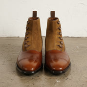 Handmade Brown Button Boots, Men Brown Formal Boot, Ankle Leather Boot