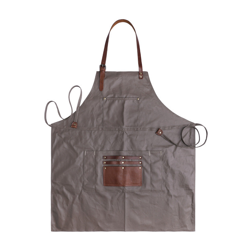 Handmade Canvas Apron with Pockets and Waist Ties for Men and Women