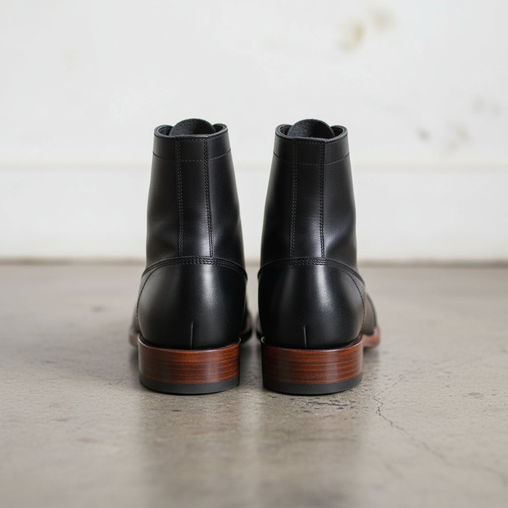 Handmade Cap-Toe Ankle Lace-Up Full-Grain Leather Men’s Dress Boots - back-view