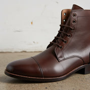 Handmade Cap-Toe Ankle Lace-Up Full-Grain Leather Men’s Boots - detail-view-showing-texture