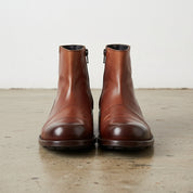 Handmade Cap-Toe Ankle Zipper Full-Grain Leather Men’s Casual Boots - front-view