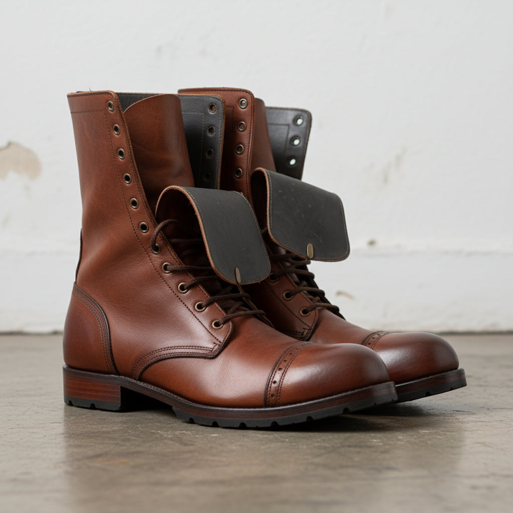 Handmade Cap-Toe High Ankle Lace Up Full-Grain Leather Men’s Casual Boots - 3-4-right-view