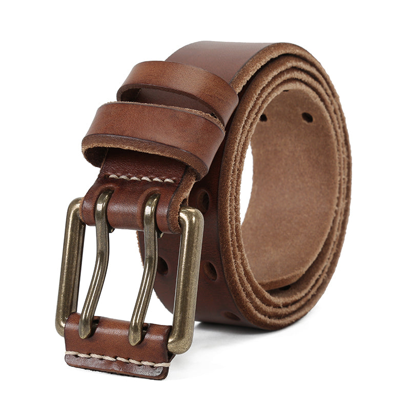Handmade Classic Luxury Steel Buckle Cowhide Men’s Leather Belt