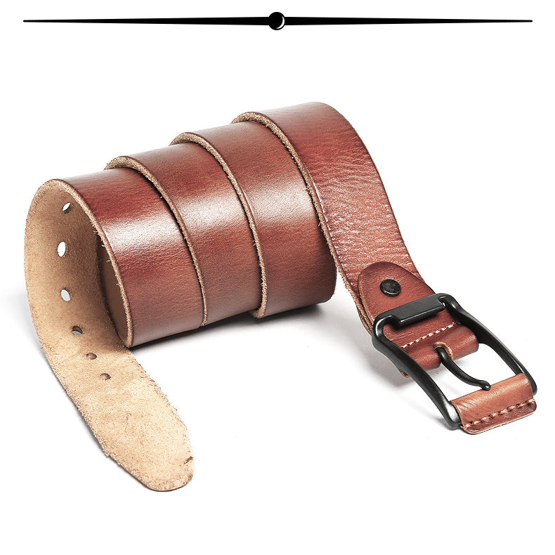 Handmade Classic Steel Buckle Genuine Leather Men’s Belt