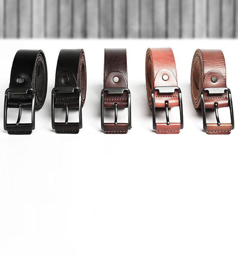 Handmade Classic Steel Buckle Genuine Leather Men’s Belt