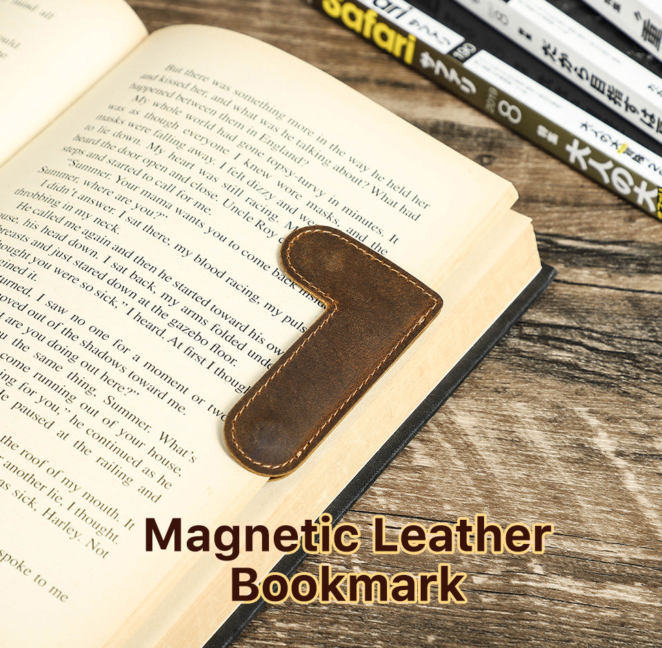 Vintage Genuine Leather Magnetic Bookmark