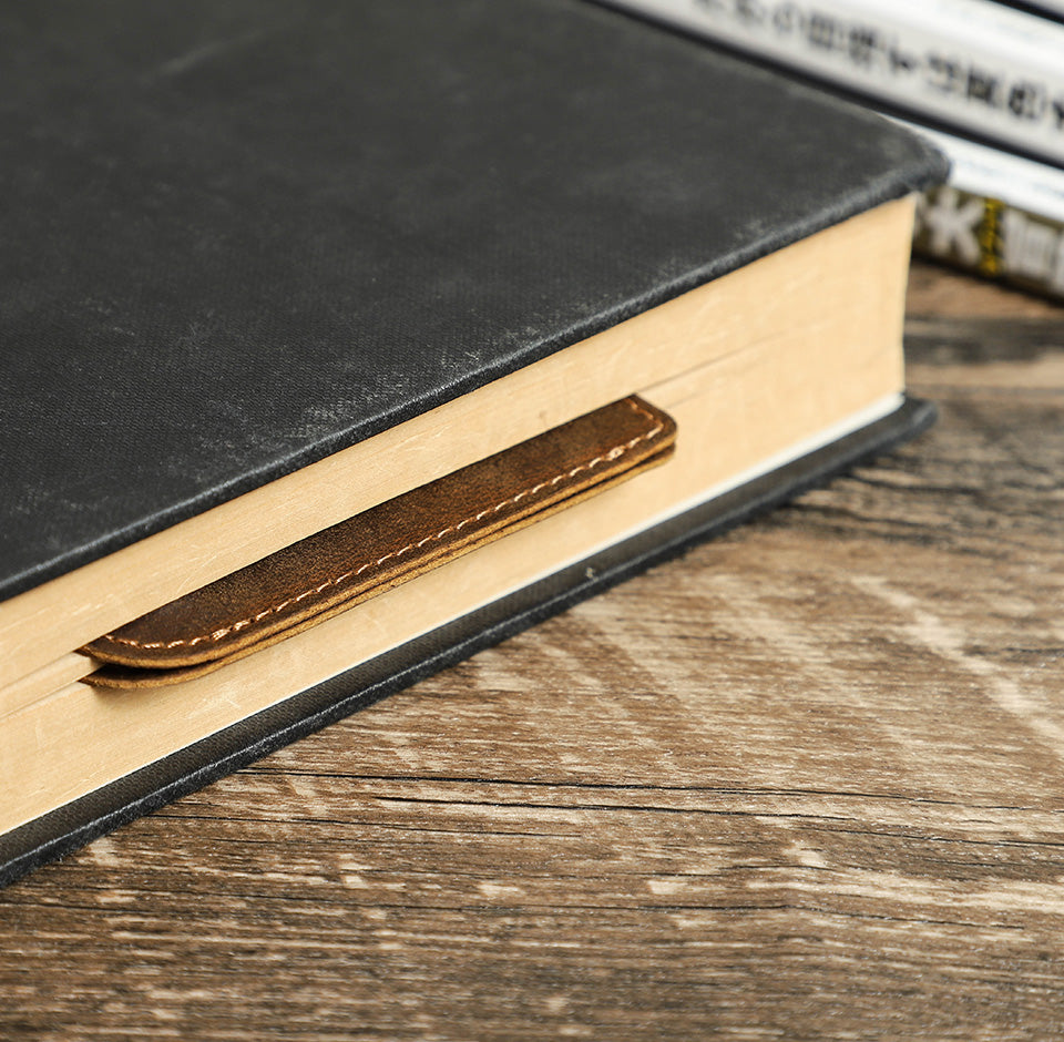 Vintage Genuine Leather Magnetic Bookmark