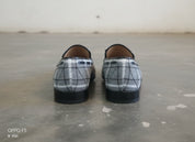 Handmade Gray Tweed fabric shoes moccasins, Mens gray Loafer Tassel shoes - back-view