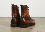 Handmade Men Alligators ankle boot, Men tan brown crocodile ankle boots - back-view