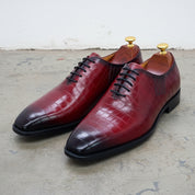 Handmade Men Alligators shoes, Men burgundy crocodile shoes, shoes for men - front-view