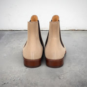 Handmade Men Beige Suede Chelsea Boots Casual Suede Ankle Boots - back-view