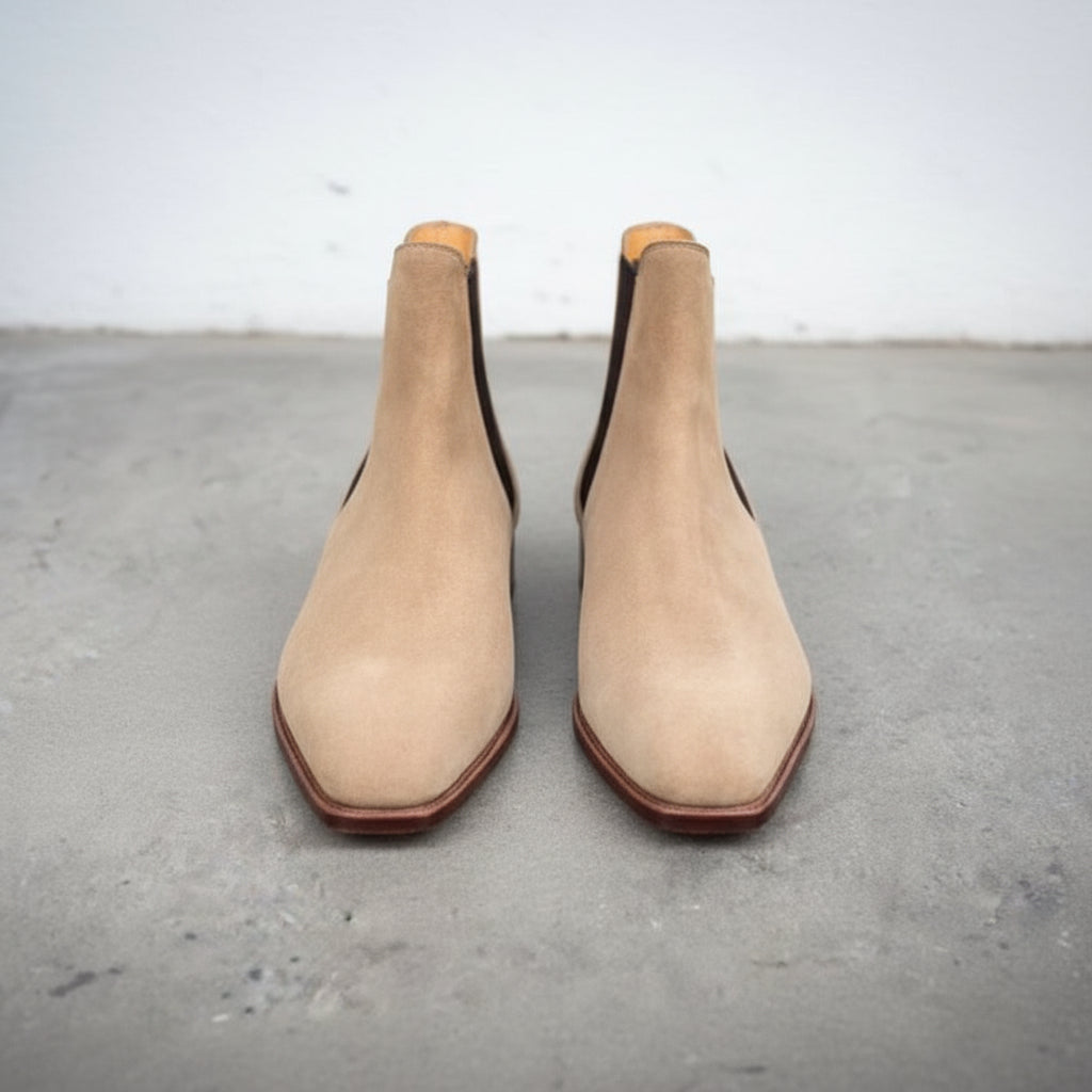 Men's Casual Beige Suede Chelsea Ankle Boots – Rebels Market