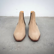 Handmade Men Beige Suede Chelsea Boots Casual Suede Ankle Boots - front-view