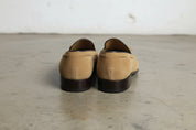 Handmade Men beige suede moccasins Men beige suede penny loafer - back-view