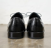 Handmade Men black aligators shoes, Men Oxfords shoes, Crocodile shoes mens - back-view